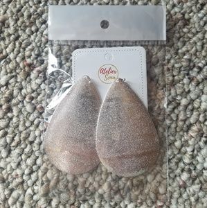 3" Silver Metallic Tear Drop Earrings